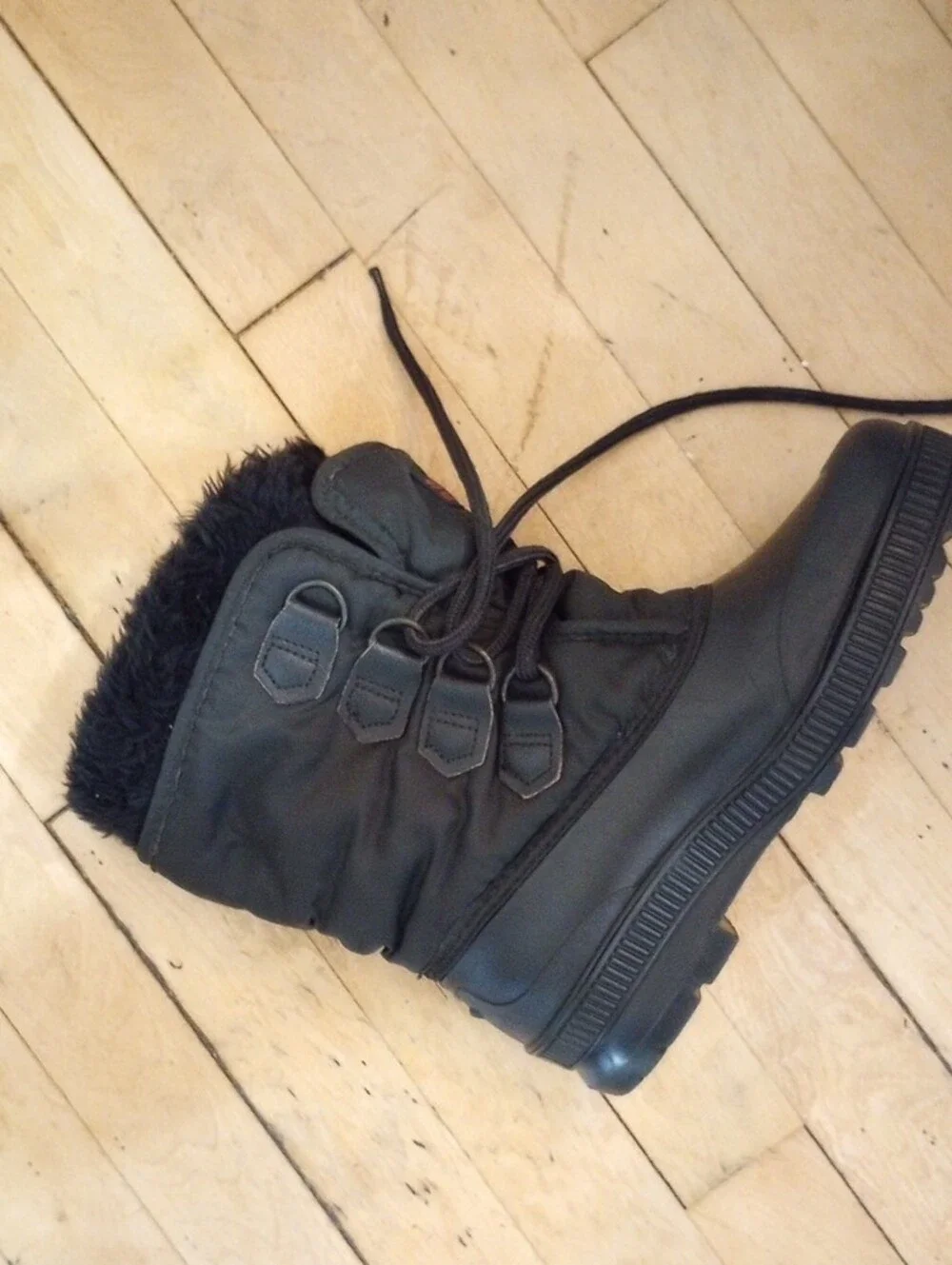 Sorel Kaufman Canada Vintage Black Winter Lace-Up Boots Size 7